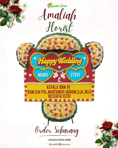 Karangan Papan Bunga Pernikahan di Jati Perumnas